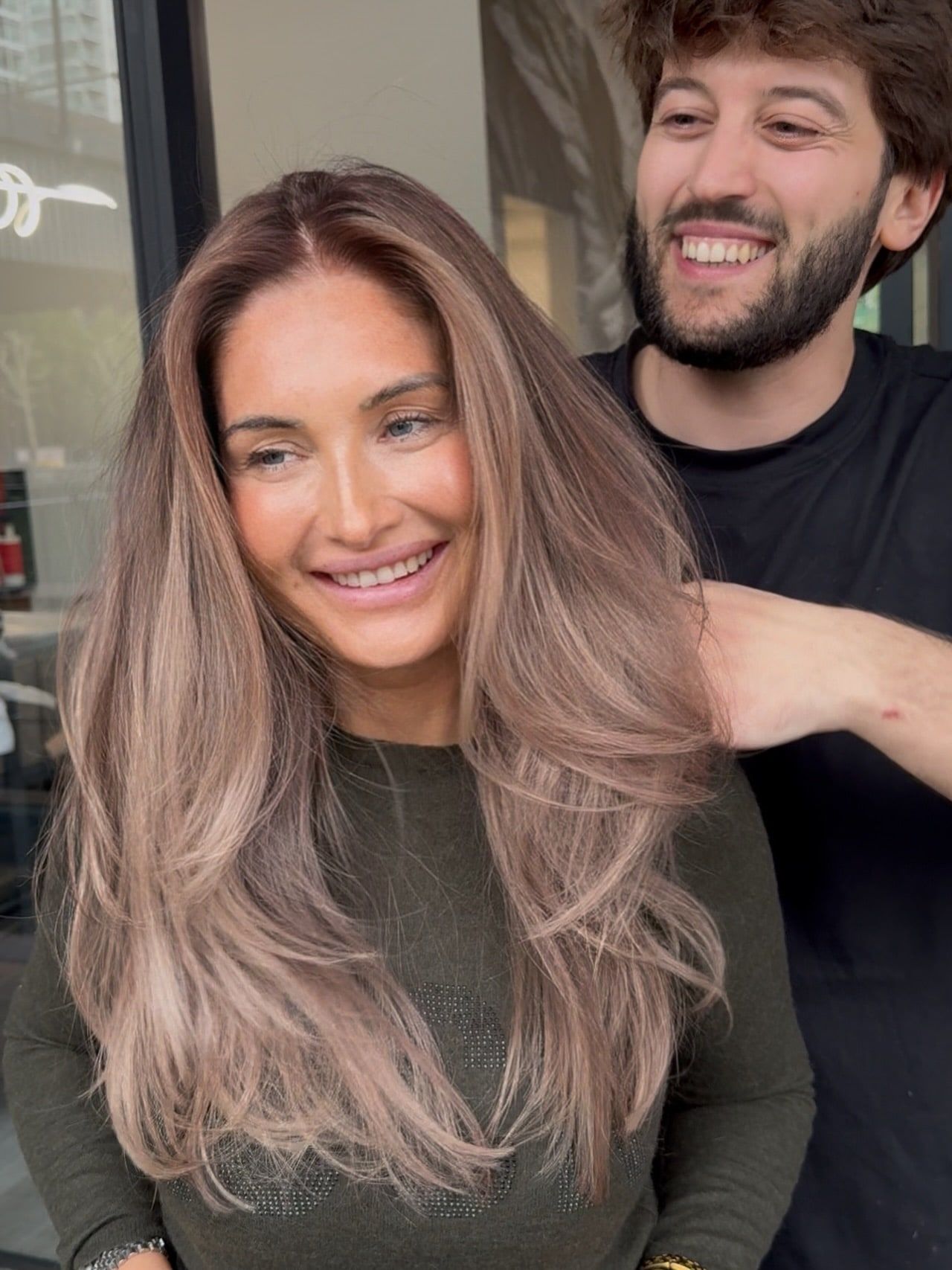 Long, soft mushroom-bronde layers